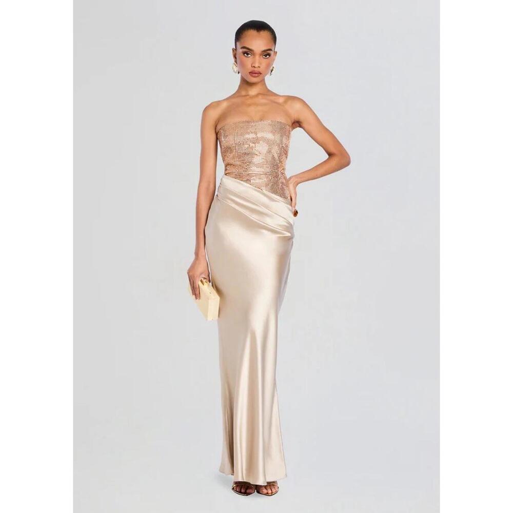Retrofete Gold Strapless Gown
